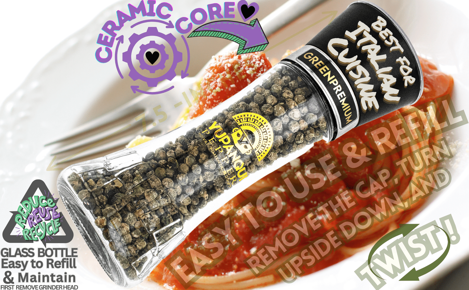 green peppercorn grinder refillable