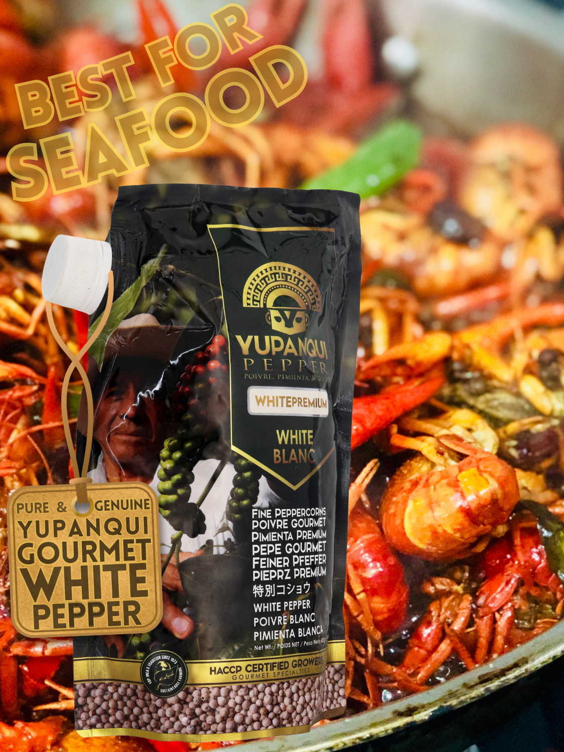 Yupanqui White Premium refill pouch with lobster and seafood and Best for Seafood text