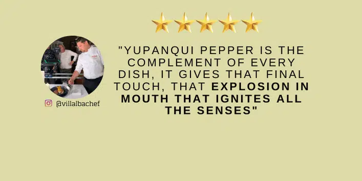 Gourmet food lover recommending Yupanqui Peppercorns.