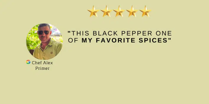 Chef praising the freshness of Yupanqui Peppercorns.