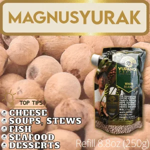 Whole white peppercorns for seafood and fine cooking with Magnus Yurak premium white peppercorns.